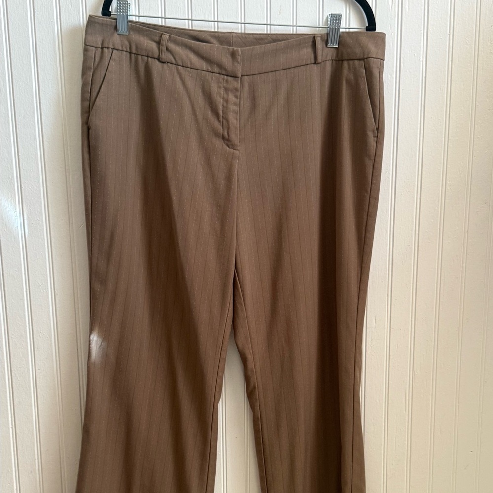 New York & Company Tan Pinstripe Trousers